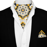 ETHNIC ABSTRACT SILK ASCOT AND POCKET SQUARE SET – PREMIUM COLLECTION